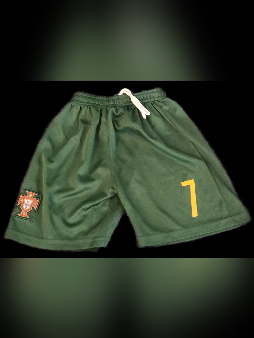 #KCB102 Kids Green Athletic Drawstring Shorts with Yellow Detail